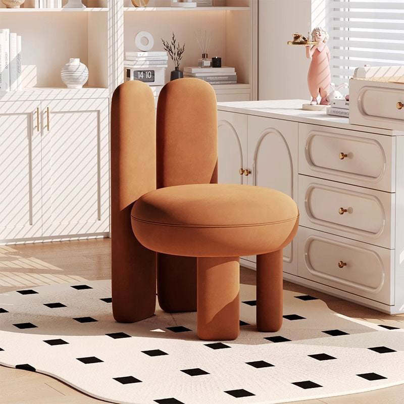 Nordic Velvet Rabbit-Ear Vanity Stool — Orange - Velvet