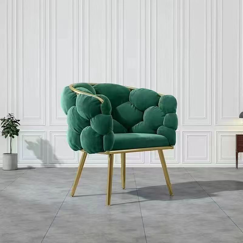 Half Round Bubble Fabric Metal Vanity Stool