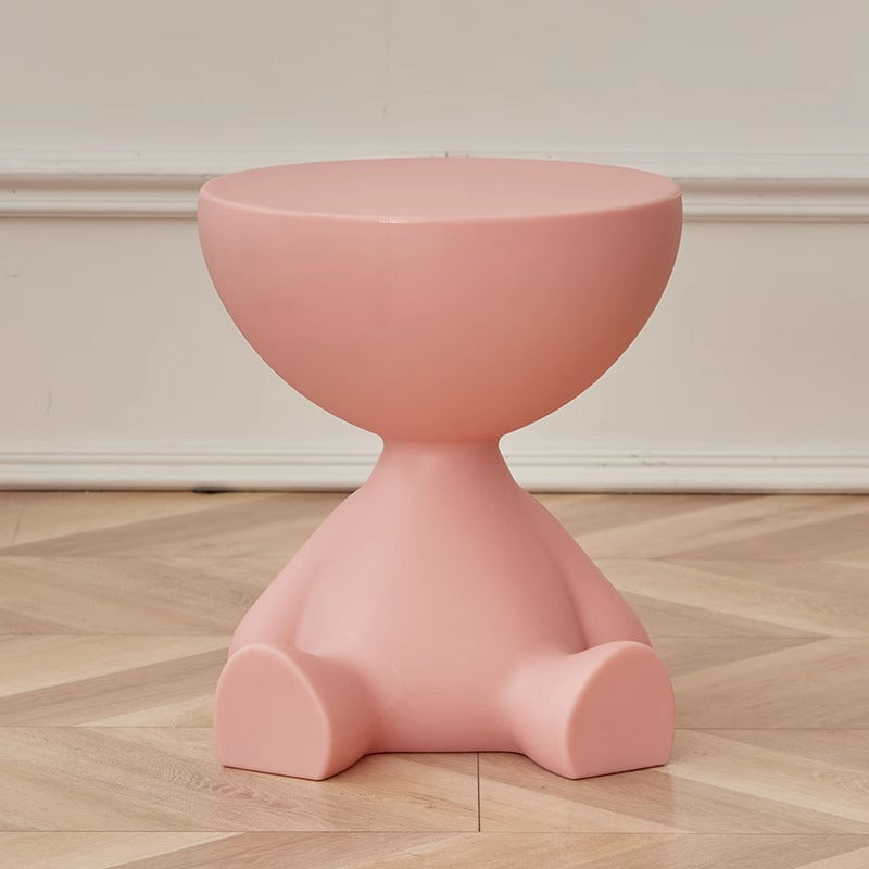 Scandinavian Cartoon Bear Base End Table — Pink