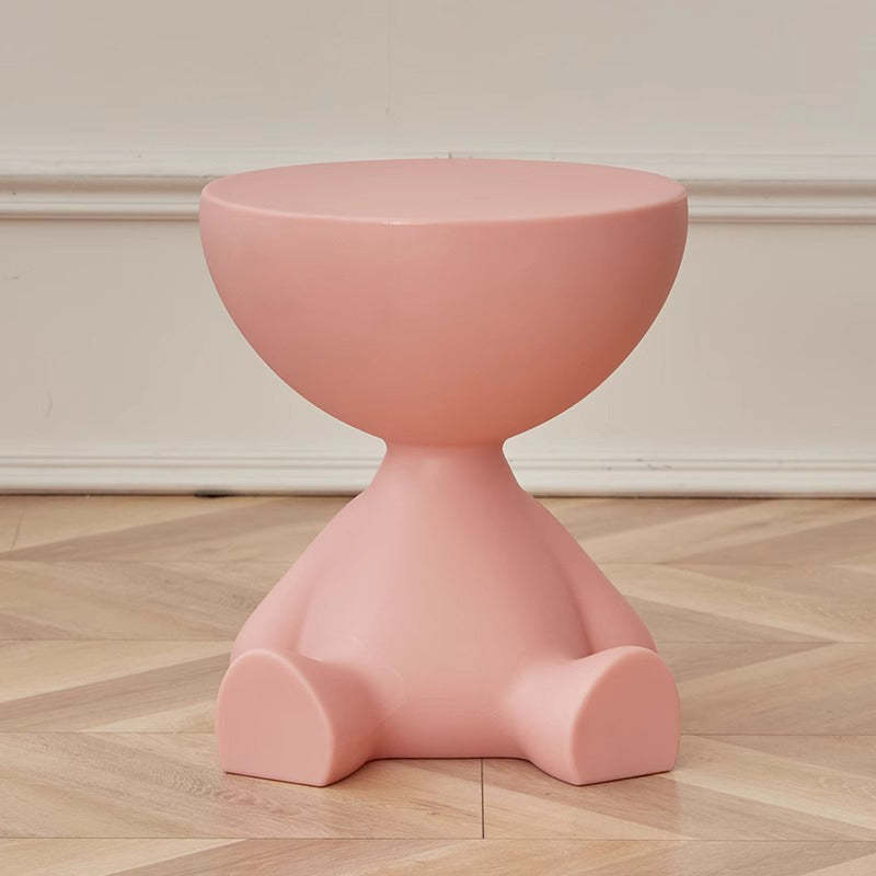 Scandinavian Cartoon Bear Base End Table — Pink