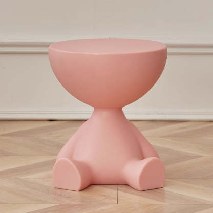 Scandinavian Cartoon Bear Base End Table — Pink