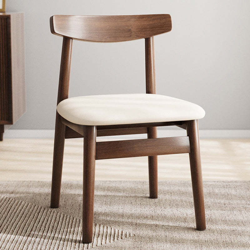 Retro Double-Layer Nappa Leather Open-Back Dining Chair — Log Color Wood Frame + Brown Nappa Leather Seat