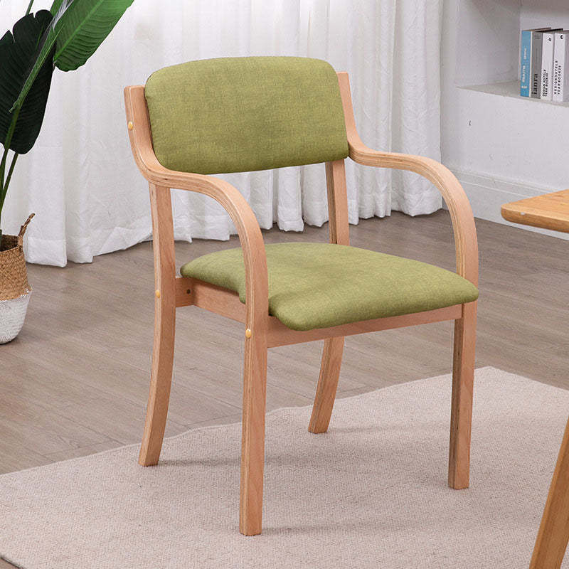 Modern Fabric Wood Curved Dining Chair — Brown