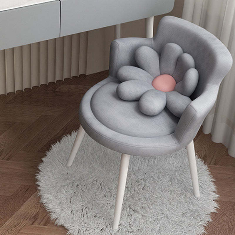 Contemporary Floral Velvet Metal Vanity Stool