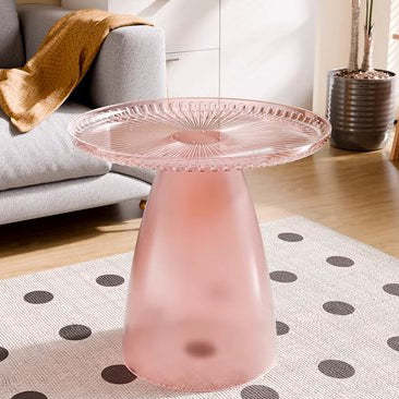 Minimalist round pet gray end & side tables — Pink