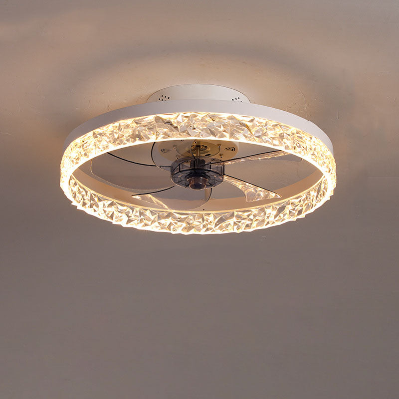 Modern Circle Ring LED Semi-Flush Ceiling Fan Light