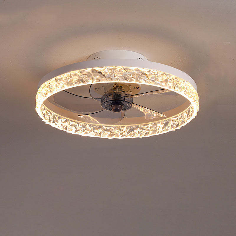Modern Circle Ring LED Semi-Flush Ceiling Fan Light