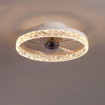 Modern Circle Ring LED Semi-Flush Ceiling Fan Light
