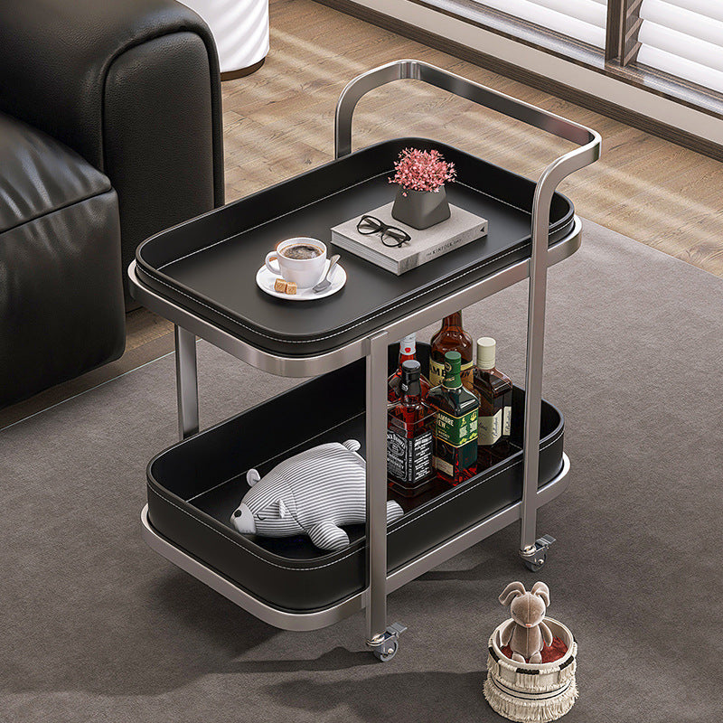 Luxury Rectangular Leather Steel Coffee Table