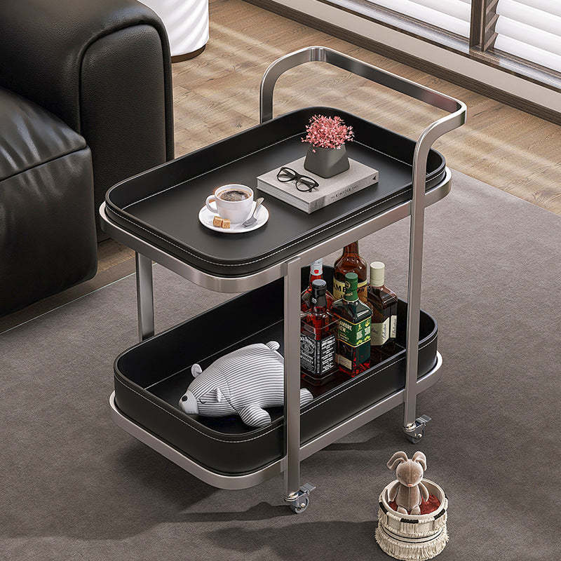 Luxury Rectangular Leather Steel Coffee Table