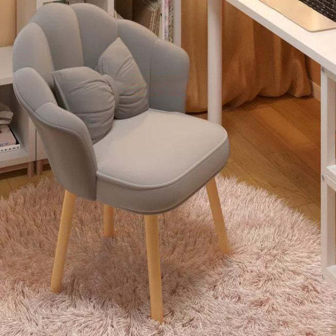 French Petal Flannel Swivel Vanity Stool — Swivel / Gray