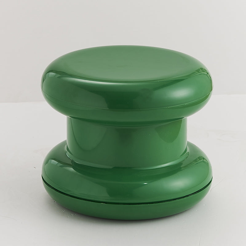 Contemporary Round Backless Plastic Chair — Black