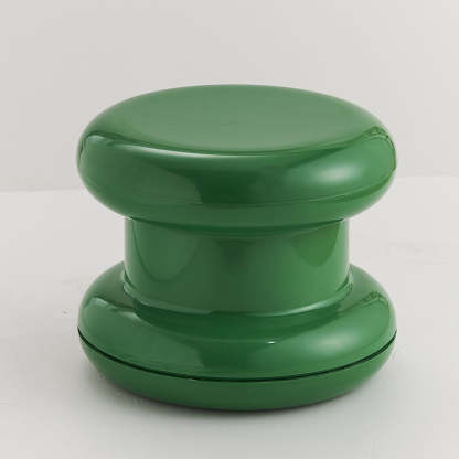 Contemporary Round Backless Plastic Chair — Black