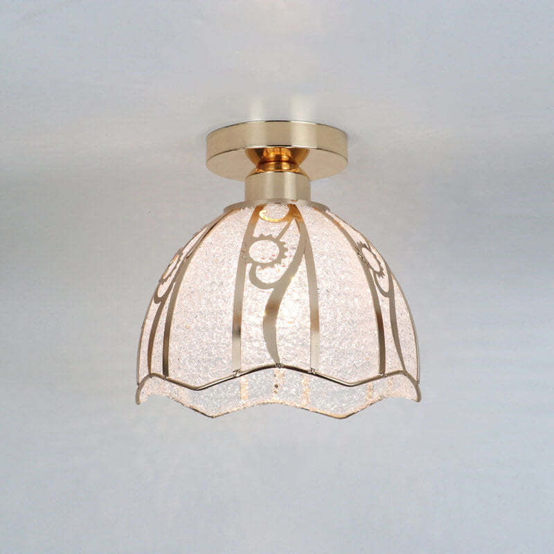 European Glass Gold Semi-Flush Ceiling Light — C / 220V-240V For UK/AU