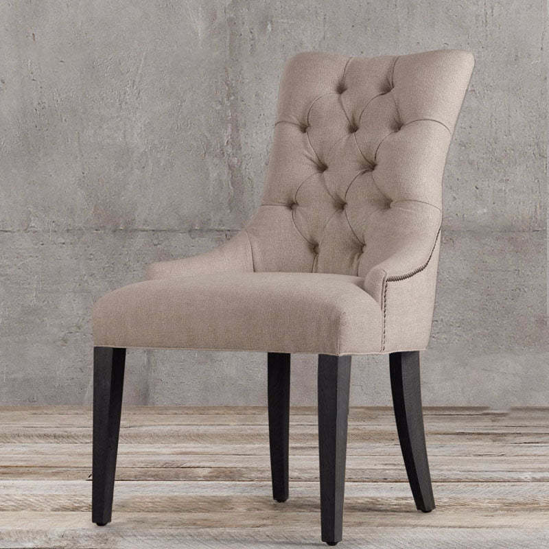 Scandinavian Thick Linen Wood Dining Chair