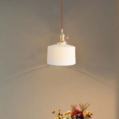 Japanese Minimalist Pure White Ceramic Pendant Light — D / Pure Brass / 220V-240V For UK/AU