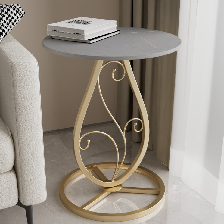 Luxury Round Sintered Stone Metal Coffee Table
