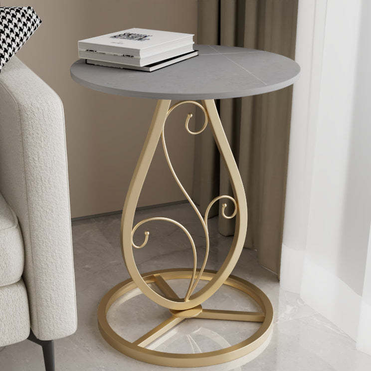 Luxury Round Sintered Stone Metal Coffee Table