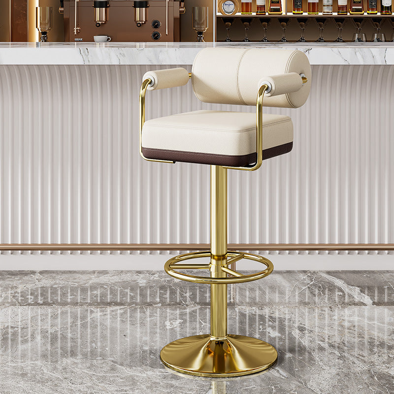 Minimalist Leather Cylinder Bar Stool