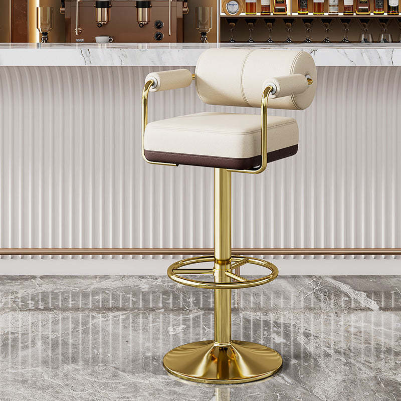 Gray leather aluminum cylinder bar & counter stools - minimalist