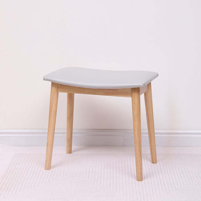 Minimalist Soft Leather Wood Vanity Stool
