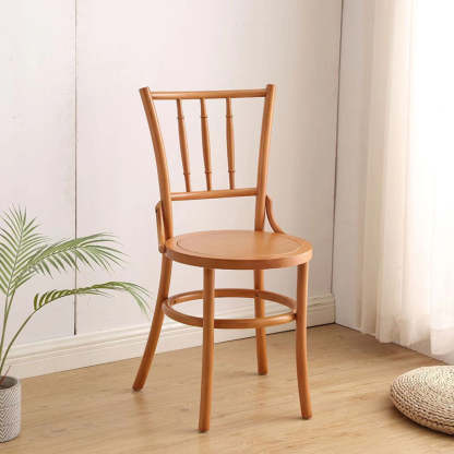 Vintage Cylinder Wood Rattan Dining Chair