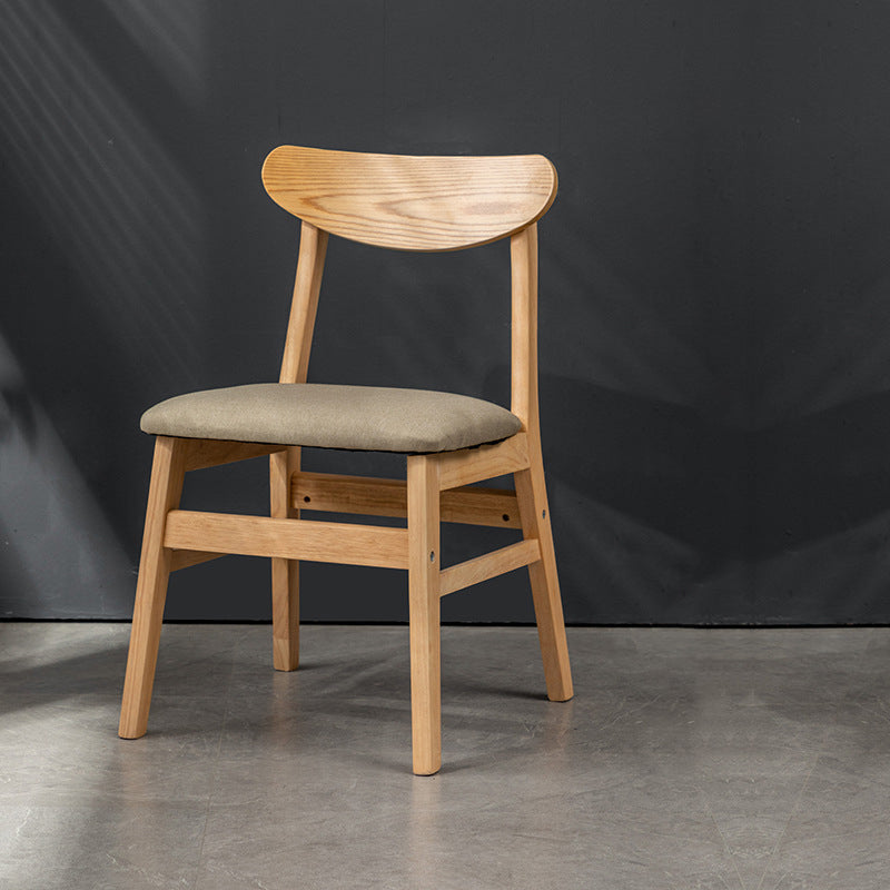 Retro Linen Upholstered Wood Dining Chair — Blue Linen