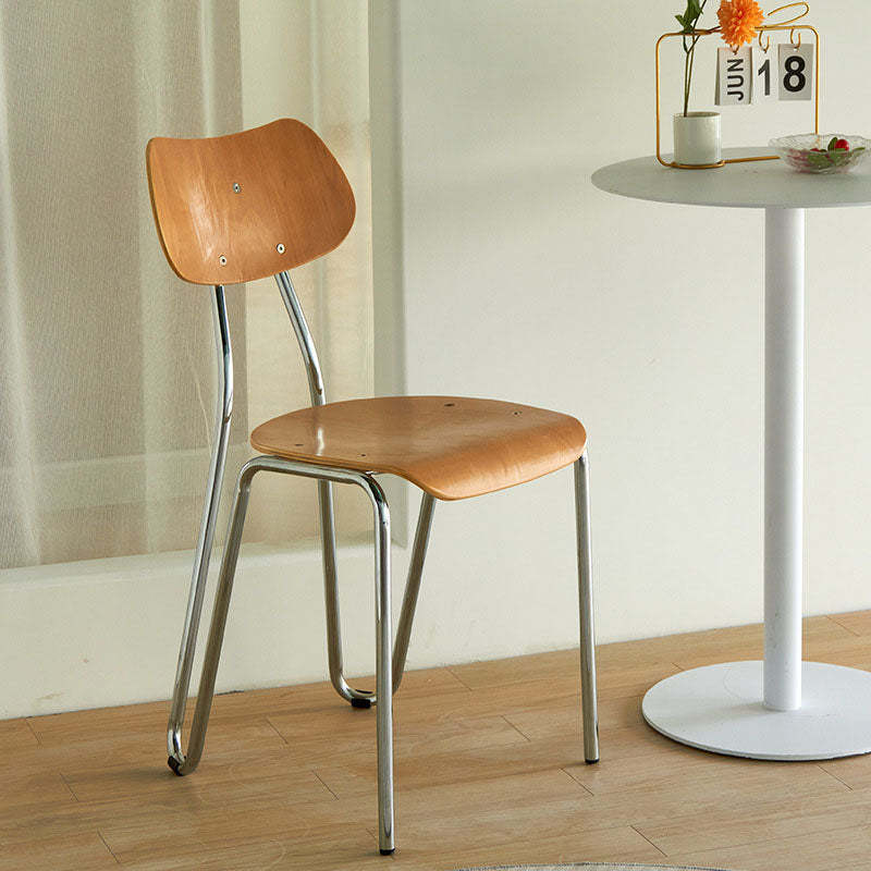 Minimalist square accent chairs in metal wood