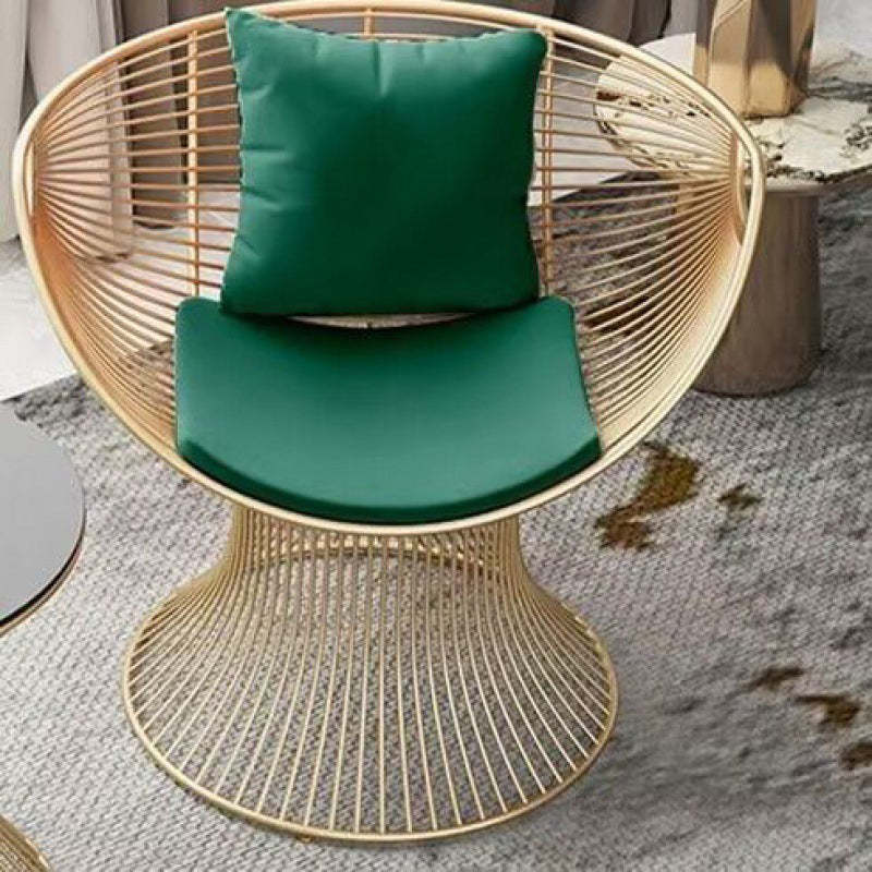 Luxury Oval Curved Upholstered Iron Chair