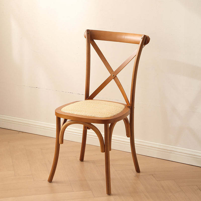 Rustic Woven Rattan Wood Dining Chair — Not Stackable / Wood Color / Rattan