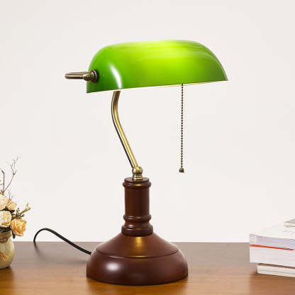 Vintage Solid Wood Glass Bank Zipper Lamp