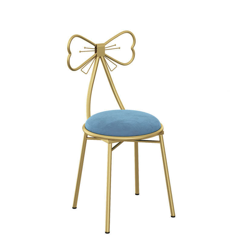 Bow Round Velvet Metal Vanity Stool