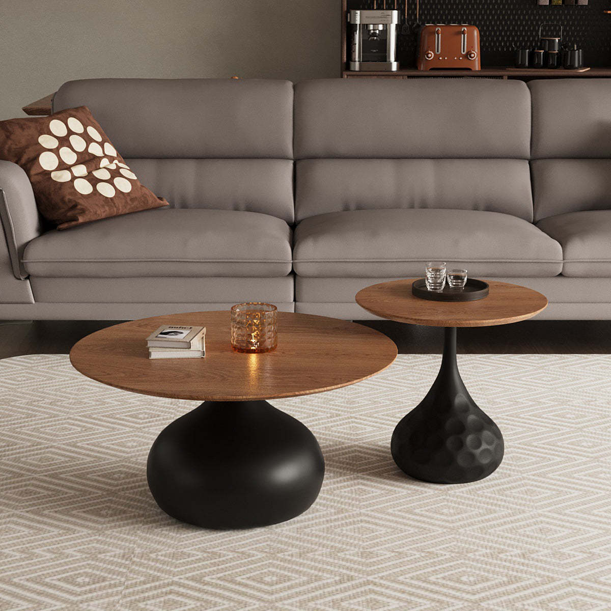 Vintage Orb Solid Wood Carbon Steel End Table