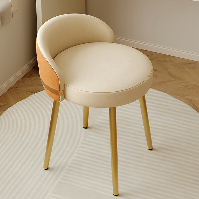 Modern Leather Metal Round Vanity Stool