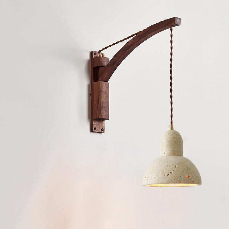 Japanese Wabi-Sabi Solid Wood Glass Horn Sconce