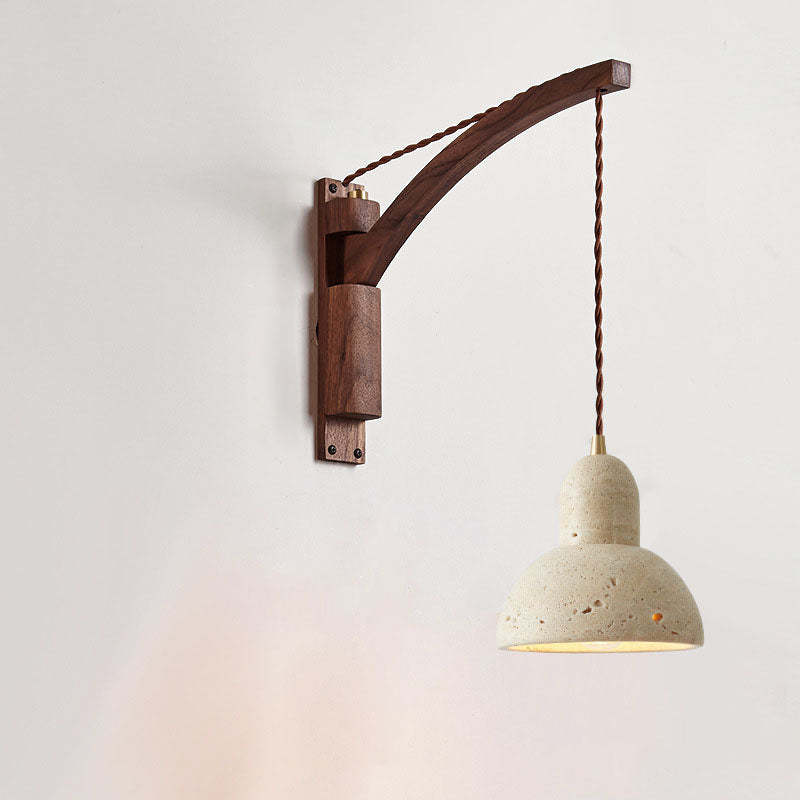 Japanese Wabi-Sabi Solid Wood Glass Horn Sconce