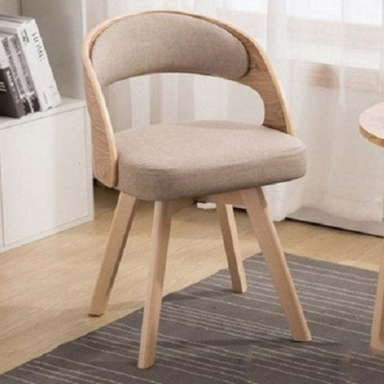Nordic Fabric Splayed Leg Curved Dining Chair — Orange