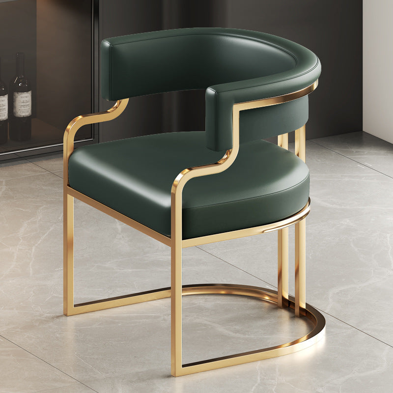 U-Shape Metal Leather Dining Armchair