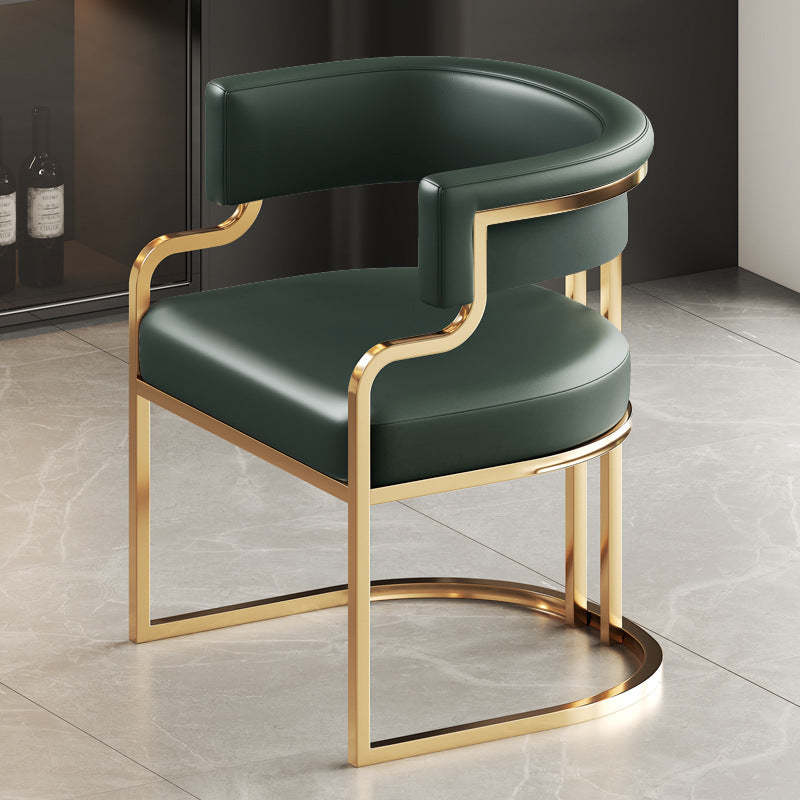 U-Shape Metal Leather Dining Armchair