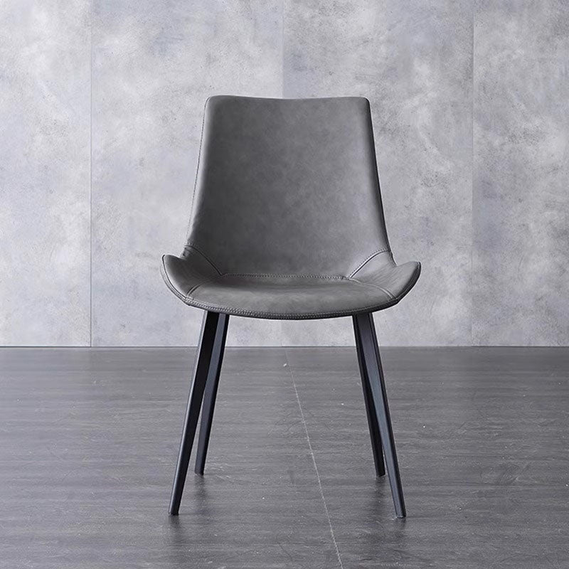 Scandinavian Leather Steel Curved Dining Chair
