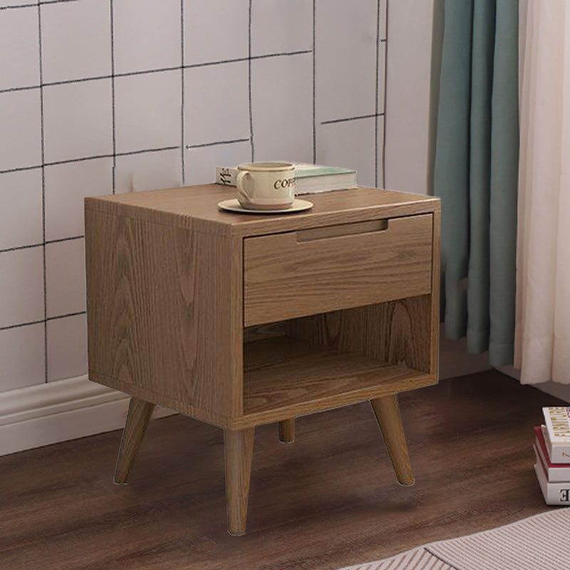 Modern Rubber Wood Bedside Nightstand