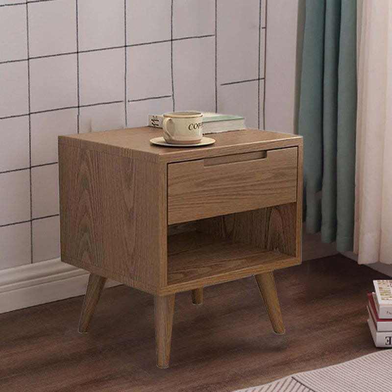 Modern Rubber Wood Bedside Nightstand