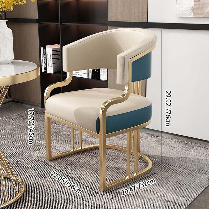 Modern Arch Leather Iron Dining Chair — Normal - Skin Color + Blue