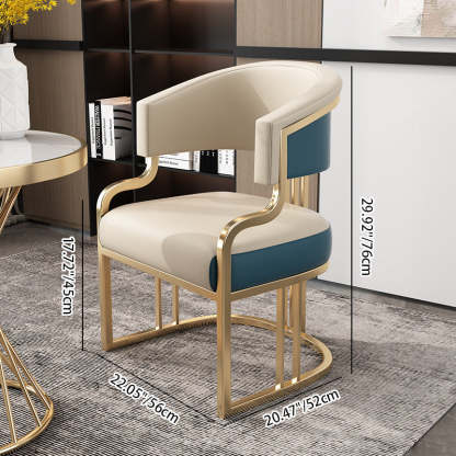 Modern Arch Leather Iron Dining Chair — Normal - Skin Color + Blue