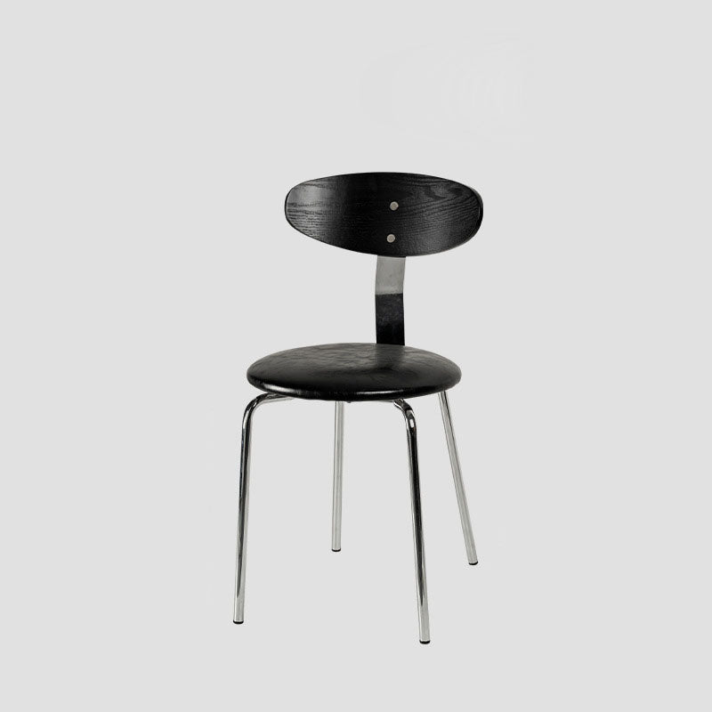 Minimalist Round Wood Iron Dining Chair