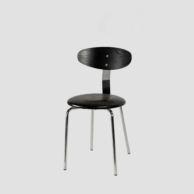 Minimalist Round Wood Iron Dining Chair