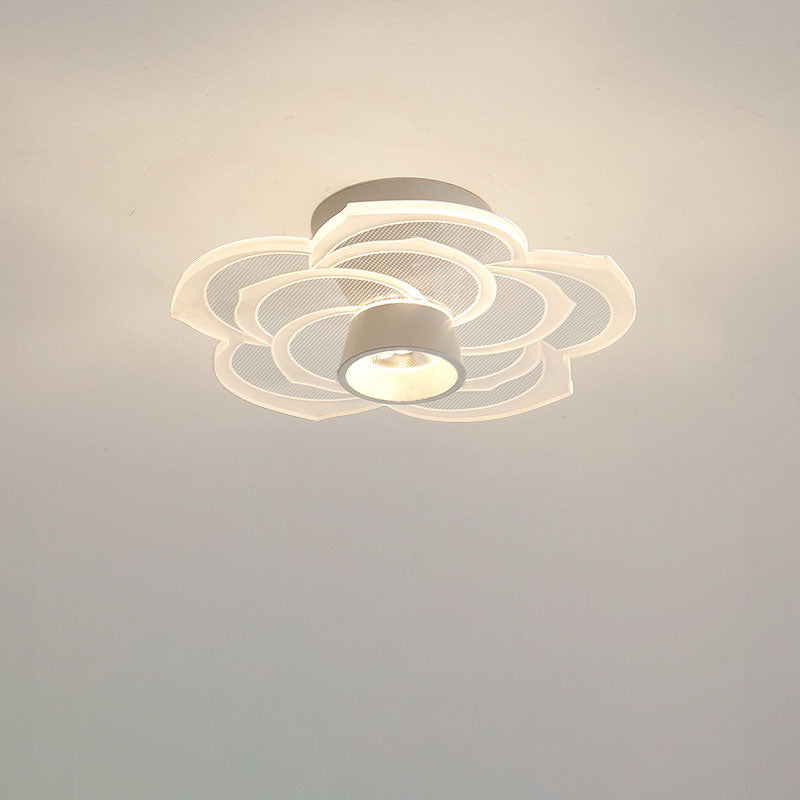 Round Rose Flower Iron Acrylic LED Flush Ceiling Light