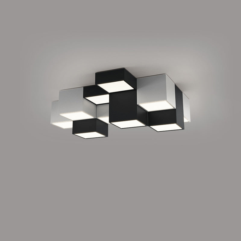 Minimalist Cube Iron Acrylic LED Flush Mount Light