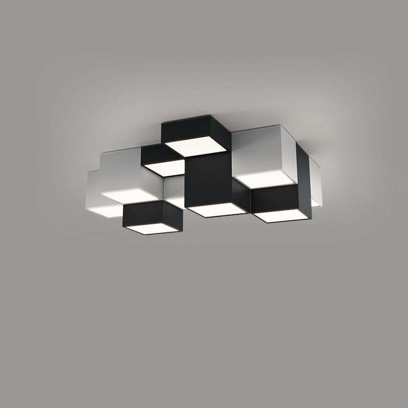 Minimalist Cube Iron Acrylic LED Flush Mount Light