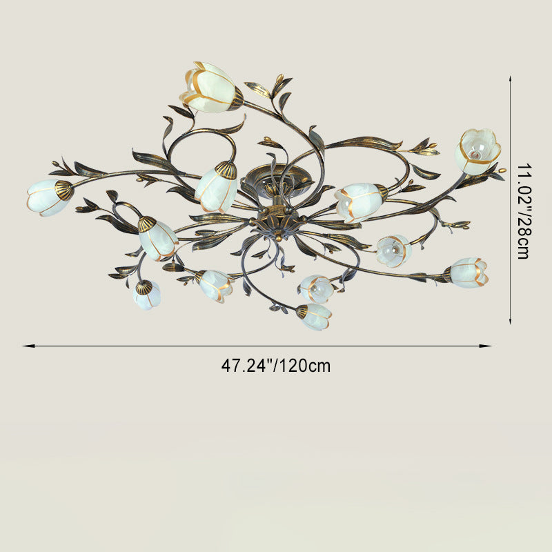 French Flower Iron 4/6/8/10/12-Light Ceiling Light — 10 / 220V-240V For UK/AU